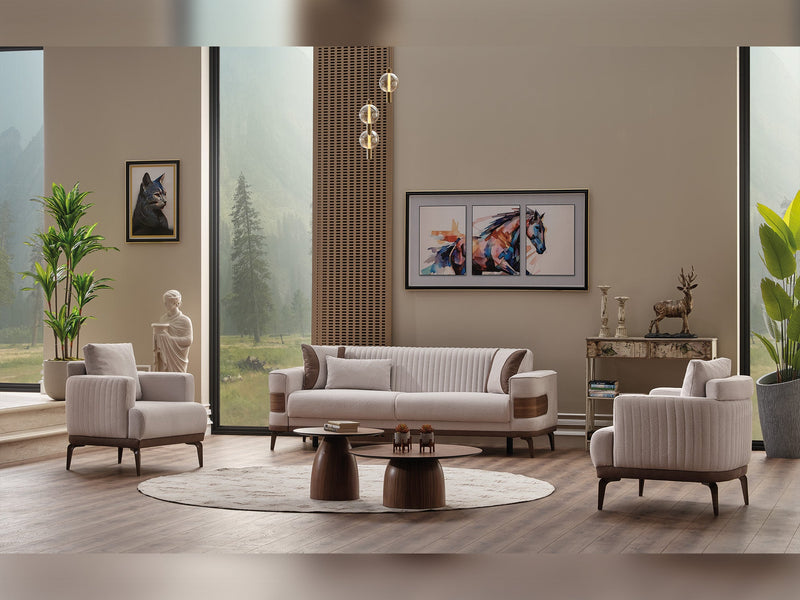New Mood 3-pieces (Sofa & Loveseat & Chair) Livingroom Set Cream in Cream - 101-MOO-SOFT01-321