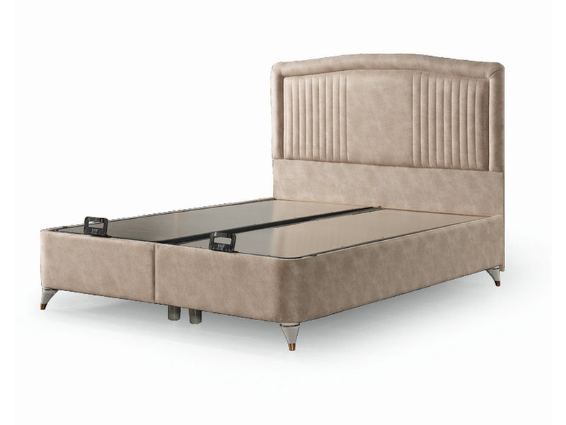 New Silver Storage Bed With Headboard - Queen in Beige - 200-ELIF-NEW-150-EY167-SB