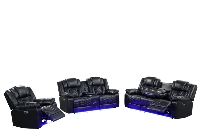 Newnan - Black Color, Power Reclining, Drop-Down Table, Power Source, Console, Bluetooth Speaker, Subwoofer, Cup Holder, Built-in Tube LED Light, USB Charger, Zero Gravity - L680-SLR