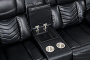 Newnan - Black Power Recliner Loveseat with Console, Bluetooth Speaker, Subwoofer, Built-in Tube LED Light, Cup Holder, USB Charger, Zero Gravity - L680-L