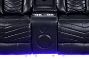 Newnan - Black Power Recliner Loveseat with Console, Bluetooth Speaker, Subwoofer, Built-in Tube LED Light, Cup Holder, USB Charger, Zero Gravity - L680-L