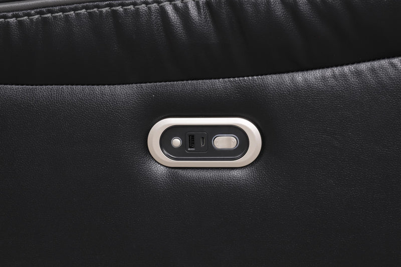 Newnan - Black Power Recliner Sectional with Bluetooth Speaker, Subwoofer, Storage Console, Tube LED, Cup Holder, USB Charger, Zero Gravity - S470-Sectional