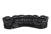 Newnan - Black Power Recliner Sectional with Bluetooth Speaker, Subwoofer, Storage Console, Tube LED, Cup Holder, USB Charger, Zero Gravity - S470-Sectional