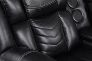 Newnan - Black Power Recliner Sectional with Bluetooth Speaker, Subwoofer, Storage Console, Tube LED, Cup Holder, USB Charger, Zero Gravity - S470-Sectional