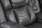 Newnan - Gray Power Recliner Sectional with Bluetooth Speaker, Subwoofer, Storage Console, Tube LED, Cup Holder, USB Charger, Zero Gravity - S471-Sectional