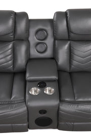 Newnan - Gray Power Recliner Sectional with Bluetooth Speaker, Subwoofer, Storage Console, Tube LED, Cup Holder, USB Charger, Zero Gravity - S471-Sectional