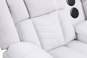 Newnan - White Power Recliner Sectional with Bluetooth Speaker, Subwoofer, Storage Console, Tube LED, Cup Holder, USB Charger, Zero Gravity - S472-Sectional