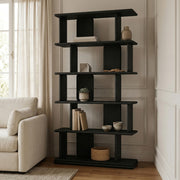 Nexa Solid Wood Bookcase / Shelving in Black - 77065Black