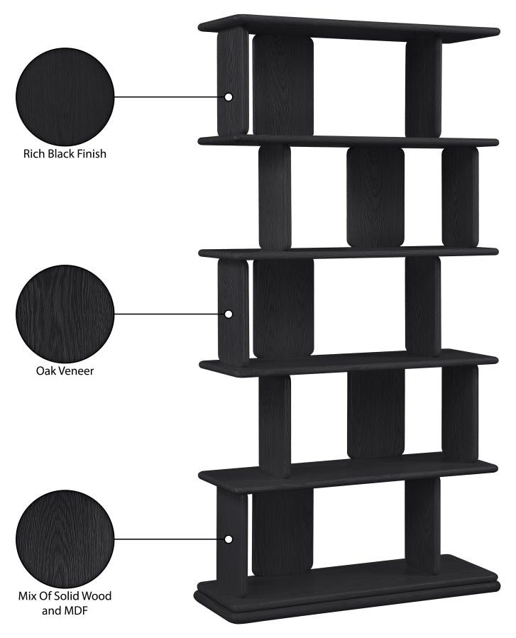 Nexa Solid Wood Bookcase / Shelving in Black - 77065Black