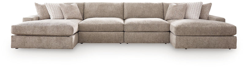 Nexora-Court Burlap 4-Piece Double Chaise Sectional - PC68008S9
