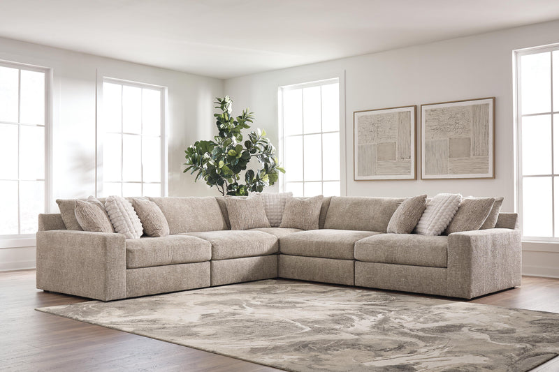 Nexora-Court Burlap 5-Piece Sectional - PC68008S17