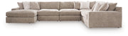 Nexora-Court Burlap 5-Piece Sectional with Chaise - PC68008S12