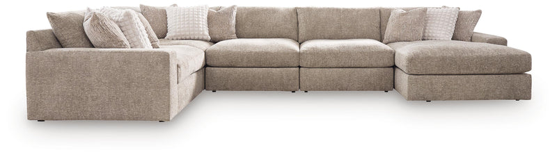 Nexora-Court Burlap 5-Piece Sectional with Chaise - PC68008S13
