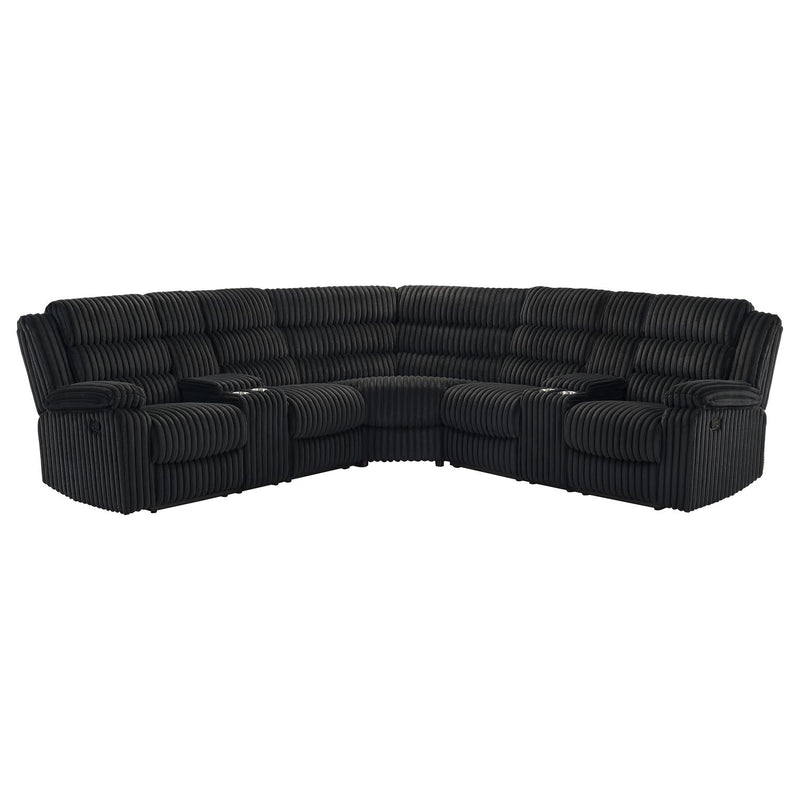 Nexus - Black Manual Recliner Sectional with Storage Consoles and Cup Holder - S483-Sectional