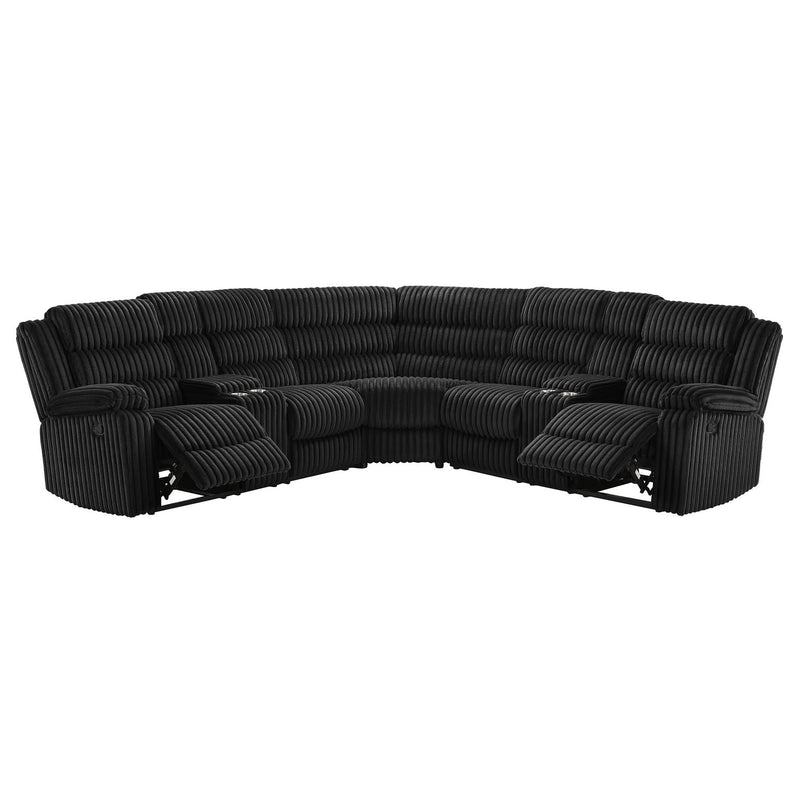 Nexus - Black Manual Recliner Sectional with Storage Consoles and Cup Holder - S483-Sectional