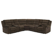 Nexus - Brown Manual Recliner Sectional with Storage Consoles and Cup Holder - S484-Sectional