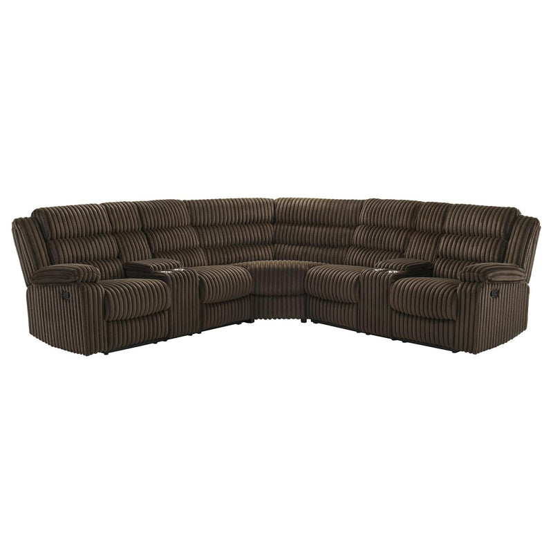 Nexus - Brown Manual Recliner Sectional with Storage Consoles and Cup Holder - S484-Sectional