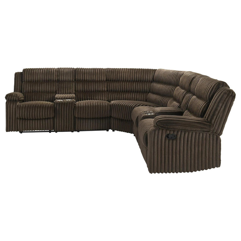 Nexus - Brown Manual Recliner Sectional with Storage Consoles and Cup Holder - S484-Sectional