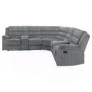 Nexus - Gray Manual Recliner Sectional with Storage Consoles and Cup Holder - S485-Sectional