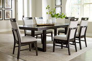 Neymorton Dark Grayish Brown Dining Table and 6 Chairs - Gate FurnitureDining Room Set