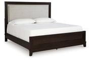 Neymorton Dark Grayish Brown Queen Upholstered Panel Bed - Gate FurnitureQueen Bed