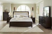 Neymorton Dark Grayish Brown Upholstered Panel Bedroom Set - Gate FurnitureBedroom Set