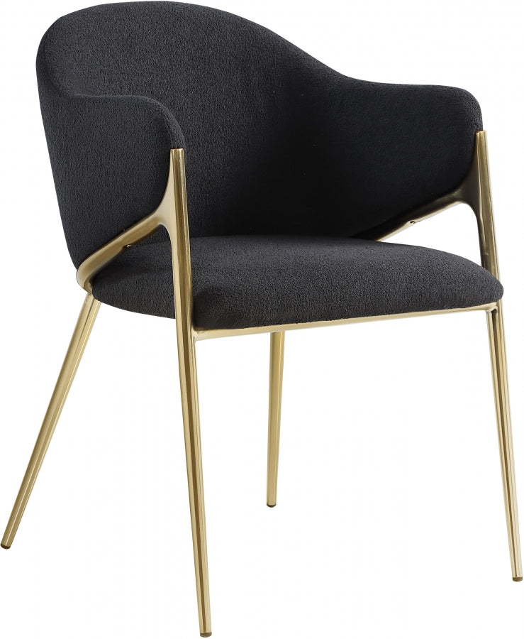 Nial Boucle Fabric Upholstered Dining Chair in Black, Set of 2 - 559Black-C
