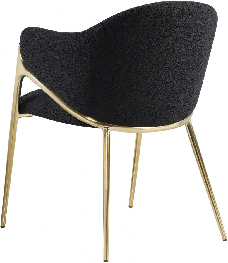 Nial Boucle Fabric Upholstered Dining Chair in Black, Set of 2 - 559Black-C