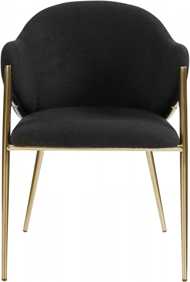 Nial Boucle Fabric Upholstered Dining Chair in Black, Set of 2 - 559Black-C