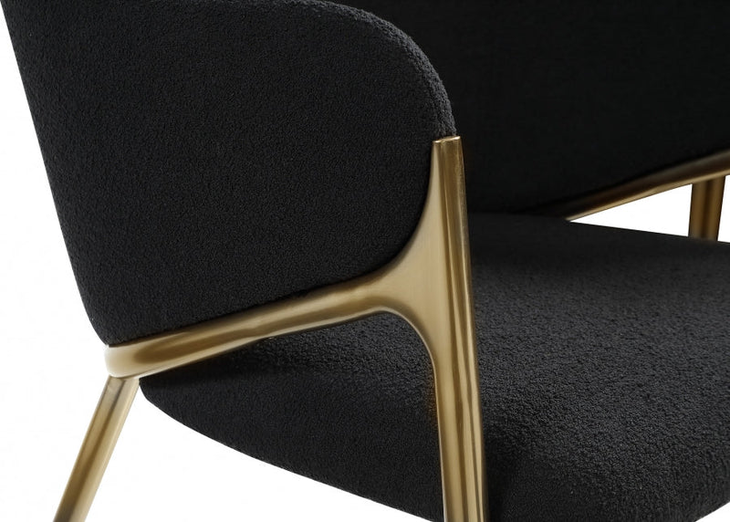 Nial Boucle Fabric Upholstered Dining Chair in Black, Set of 2 - 559Black-C