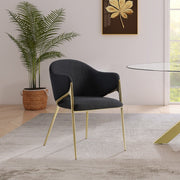 Nial Boucle Fabric Upholstered Dining Chair in Black, Set of 2 - 559Black-C