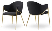 Nial Boucle Fabric Upholstered Dining Chair in Black, Set of 2 - 559Black-C