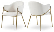Nial Boucle Fabric Upholstered Dining Chair in Cream, Set of 2 - 559Cream-C