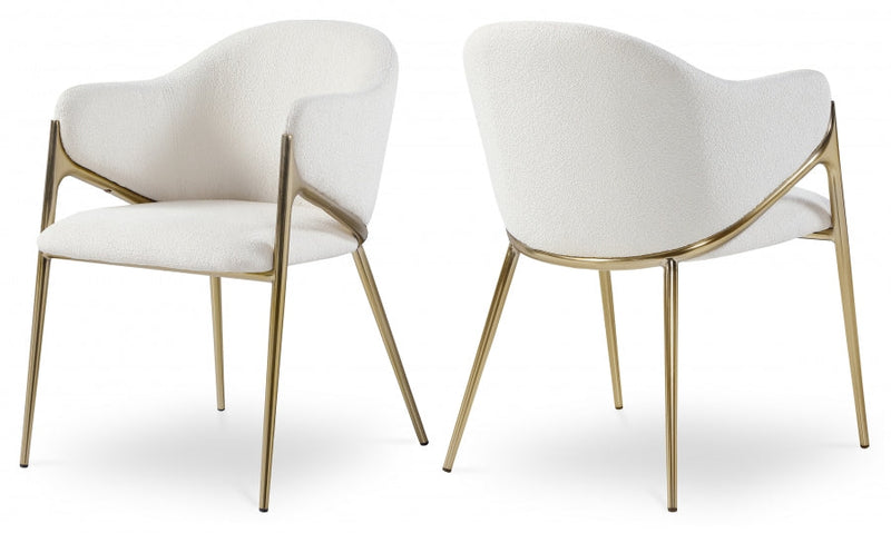 Nial Boucle Fabric Upholstered Dining Chair in Cream, Set of 2 - 559Cream-C