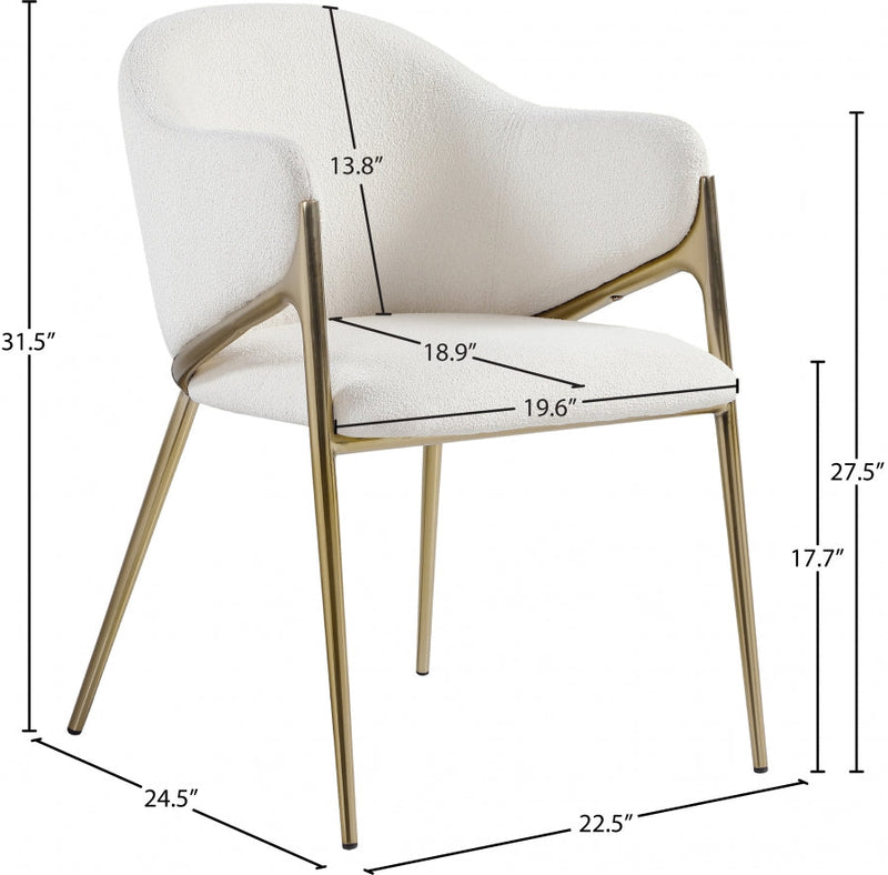 Nial Boucle Fabric Upholstered Dining Chair in Cream, Set of 2 - 559Cream-C