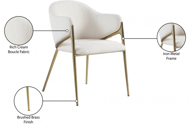 Nial Boucle Fabric Upholstered Dining Chair in Cream, Set of 2 - 559Cream-C