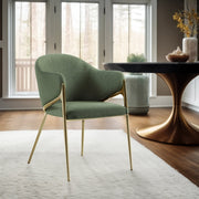 Nial Boucle Fabric Upholstered Dining Chair in Green, Set of 2 - 559Green-C