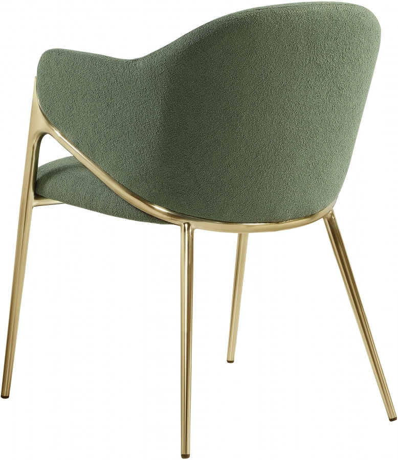 Nial Boucle Fabric Upholstered Dining Chair in Green, Set of 2 - 559Green-C