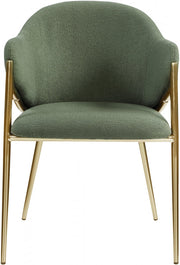 Nial Boucle Fabric Upholstered Dining Chair in Green, Set of 2 - 559Green-C