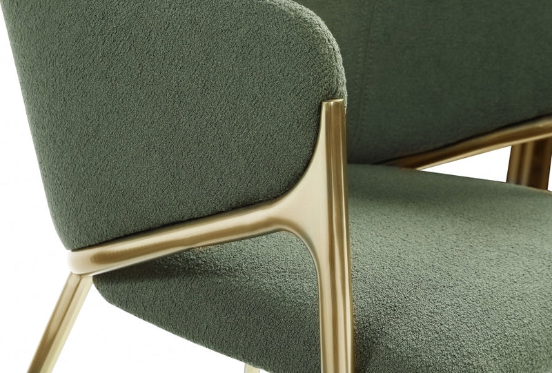 Nial Boucle Fabric Upholstered Dining Chair in Green, Set of 2 - 559Green-C