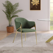 Nial Boucle Fabric Upholstered Dining Chair in Green, Set of 2 - 559Green-C