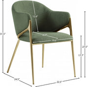 Nial Boucle Fabric Upholstered Dining Chair in Green, Set of 2 - 559Green-C
