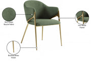 Nial Boucle Fabric Upholstered Dining Chair in Green, Set of 2 - 559Green-C