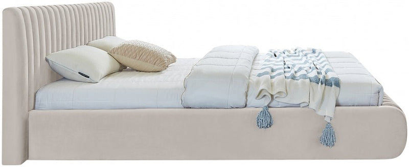 Nico Velvet Full Bed Cream - NicoCream-F