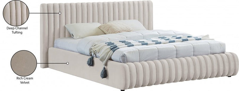 Nico Velvet Full Bed Cream - NicoCream-F