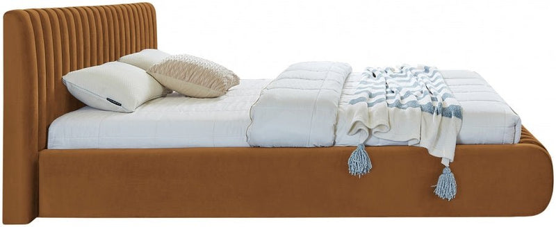 Nico Velvet King Bed Saddle - Gate FurnitureKing Bed