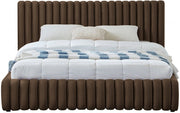 Nico Velvet Queen Bed Brown - Gate FurnitureQueen Bed