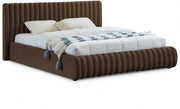 Nico Velvet Queen Bed Brown - Gate FurnitureQueen Bed