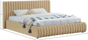 Nico Velvet Queen Bed Camel - Gate FurnitureQueen Bed