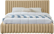 Nico Velvet Queen Bed Camel - Gate FurnitureQueen Bed